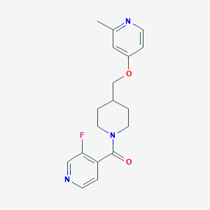 molecular formula C18H20FN3O2 B2445028 3-Fluoro-4-(4-{[(2-methylpyridin-4-yl)oxy]methyl}piperidine-1-carbonyl)pyridine CAS No. 2379950-86-2