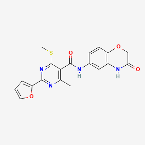molecular formula C19H16N4O4S B2445040 2-(furan-2-yl)-4-methyl-6-(methylsulfanyl)-N-(3-oxo-3,4-dihydro-2H-1,4-benzoxazin-6-yl)pyrimidine-5-carboxamide CAS No. 1240960-33-1