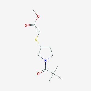 molecular formula C12H21NO3S B2445052 2-((1-叔丁酰吡咯烷-3-基)硫代)乙酸甲酯 CAS No. 2034355-52-5