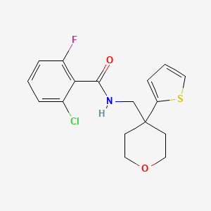 2-chloro-6-fluoro-N-((4-(thiophen-2-yl)tetrahydro-2H-pyran-4-yl)methyl)benzamide