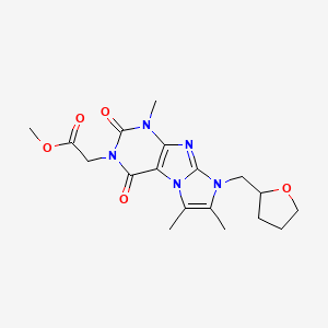 molecular formula C18H23N5O5 B2445091 Methyl 2-[4,7,8-trimethyl-1,3-dioxo-6-(oxolan-2-ylmethyl)purino[7,8-a]imidazol-2-yl]acetate CAS No. 896310-92-2