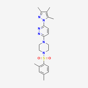 molecular formula C22H28N6O2S B2445094 3-(4-((2,4-dimethylphenyl)sulfonyl)piperazin-1-yl)-6-(3,4,5-trimethyl-1H-pyrazol-1-yl)pyridazine CAS No. 1013819-69-6