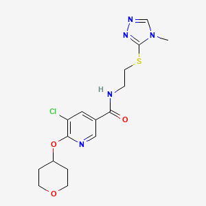 molecular formula C16H20ClN5O3S B2445102 5-chloro-N-(2-((4-methyl-4H-1,2,4-triazol-3-yl)thio)ethyl)-6-((tetrahydro-2H-pyran-4-yl)oxy)nicotinamide CAS No. 1903810-51-4