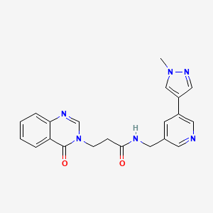 molecular formula C21H20N6O2 B2445106 N-((5-(1-methyl-1H-pyrazol-4-yl)pyridin-3-yl)methyl)-3-(4-oxoquinazolin-3(4H)-yl)propanamide CAS No. 2034461-49-7