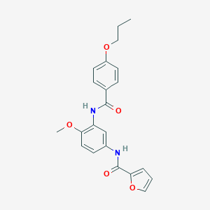 molecular formula C22H22N2O5 B244511 N-{4-methoxy-3-[(4-propoxybenzoyl)amino]phenyl}-2-furamide 
