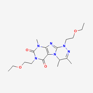 molecular formula C18H28N6O4 B2445111 1,7-bis(2-ethoxyethyl)-3,4,9-trimethyl-7,9-dihydro-[1,2,4]triazino[3,4-f]purine-6,8(1H,4H)-dione CAS No. 886907-64-8