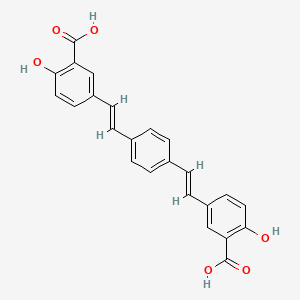 molecular formula C24H18O6 B2445120 5-((E)-2-{4-[(E)-2-(3-carboxy-4-hydroxyphenyl)vinyl]-phenyl}vinyl)-2-hydroxybenzoic acid CAS No. 796049-51-9