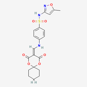 molecular formula C20H21N3O7S B2445121 4-(((2,4-dioxo-1,5-dioxaspiro[5.5]undecan-3-ylidene)methyl)amino)-N-(5-methylisoxazol-3-yl)benzenesulfonamide CAS No. 1105216-08-7