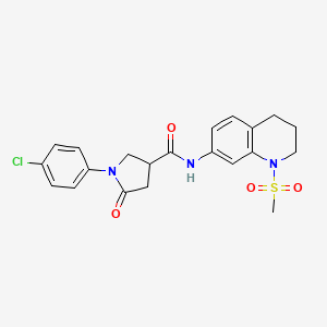 molecular formula C21H22ClN3O4S B2445137 1-(4-chlorophenyl)-N-(1-(methylsulfonyl)-1,2,3,4-tetrahydroquinolin-7-yl)-5-oxopyrrolidine-3-carboxamide CAS No. 1207021-23-5
