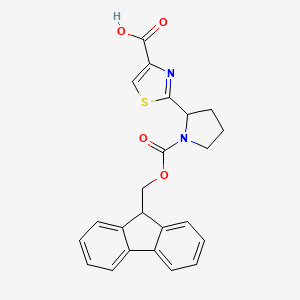 molecular formula C23H20N2O4S B2445138 2-(1-{[(9H-fluoren-9-yl)methoxy]carbonyl}pyrrolidin-2-yl)-1,3-thiazole-4-carboxylic acid CAS No. 2137785-49-8
