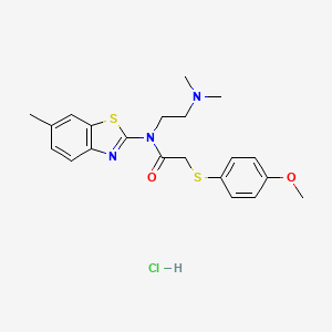molecular formula C21H26ClN3O2S2 B2445148 N-(2-(dimethylamino)ethyl)-2-((4-methoxyphenyl)thio)-N-(6-methylbenzo[d]thiazol-2-yl)acetamide hydrochloride CAS No. 1217062-84-4