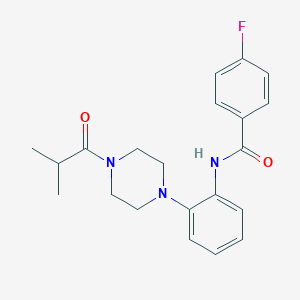 molecular formula C21H24FN3O2 B244516 4-fluoro-N-[2-(4-isobutyryl-1-piperazinyl)phenyl]benzamide 
