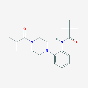 molecular formula C19H29N3O2 B244518 N-[2-(4-isobutyryl-1-piperazinyl)phenyl]-2,2-dimethylpropanamide 