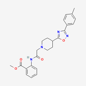 Methyl 2-(2-(4-(3-(p-tolyl)-1,2,4-oxadiazol-5-yl)piperidin-1-yl)acetamido)benzoate