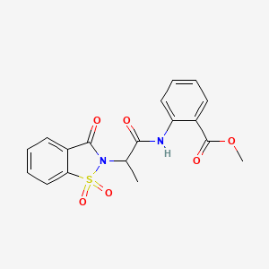molecular formula C18H16N2O6S B2445188 methyl 2-(2-(1,1-dioxido-3-oxobenzo[d]isothiazol-2(3H)-yl)propanamido)benzoate CAS No. 899758-08-8
