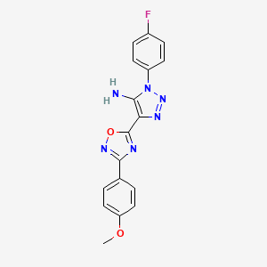 molecular formula C17H13FN6O2 B2445194 3-(4-Fluorophenyl)-5-[3-(4-methoxyphenyl)-1,2,4-oxadiazol-5-yl]triazol-4-amine CAS No. 892746-09-7