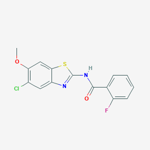 molecular formula C15H10ClFN2O2S B244520 N-(5-chloro-6-methoxy-1,3-benzothiazol-2-yl)-2-fluorobenzamide 