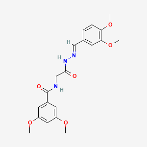 (E)-N-(2-(2-(3,4-dimethoxybenzylidene)hydrazinyl)-2-oxoethyl)-3,5-dimethoxybenzamide
