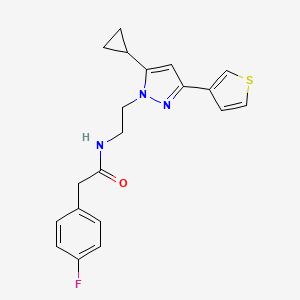 molecular formula C20H20FN3OS B2445203 N-(2-(5-cyclopropyl-3-(thiophen-3-yl)-1H-pyrazol-1-yl)ethyl)-2-(4-fluorophenyl)acetamide CAS No. 2034633-53-7