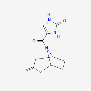 molecular formula C12H15N3O2 B2445206 4-((1R,5S)-3-亚甲基-8-氮杂双环[3.2.1]辛烷-8-羰基)-1,3-二氢-2H-咪唑-2-酮 CAS No. 2320860-27-1