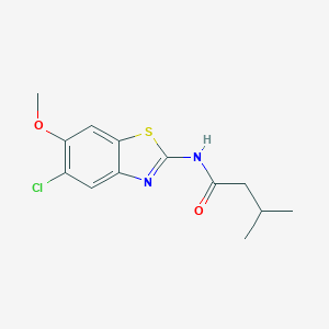 molecular formula C13H15ClN2O2S B244521 N-(5-chloro-6-methoxy-1,3-benzothiazol-2-yl)-3-methylbutanamide 
