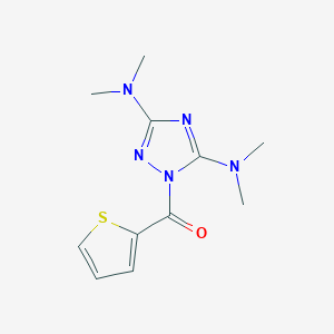 molecular formula C11H15N5OS B2445210 (3,5-Bis(dimethylamino)-1H-1,2,4-triazol-1-yl)(2-thienyl)methanone CAS No. 478032-02-9