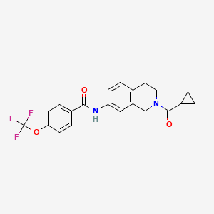 molecular formula C21H19F3N2O3 B2445211 N-(2-(cyclopropanecarbonyl)-1,2,3,4-tetrahydroisoquinolin-7-yl)-4-(trifluoromethoxy)benzamide CAS No. 1396761-61-7