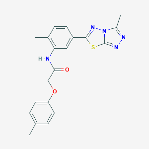 molecular formula C20H19N5O2S B244522 N-[2-methyl-5-(3-methyl[1,2,4]triazolo[3,4-b][1,3,4]thiadiazol-6-yl)phenyl]-2-(4-methylphenoxy)acetamide 