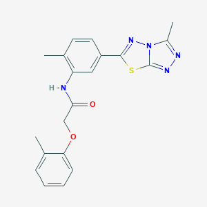 molecular formula C20H19N5O2S B244523 N-[2-methyl-5-(3-methyl[1,2,4]triazolo[3,4-b][1,3,4]thiadiazol-6-yl)phenyl]-2-(2-methylphenoxy)acetamide 