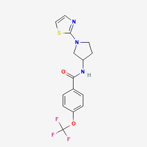 molecular formula C15H14F3N3O2S B2445233 N-(1-(thiazol-2-yl)pyrrolidin-3-yl)-4-(trifluoromethoxy)benzamide CAS No. 1797981-60-2