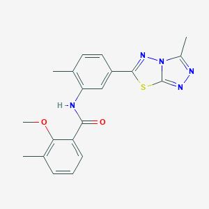 molecular formula C20H19N5O2S B244524 2-methoxy-3-methyl-N-[2-methyl-5-(3-methyl[1,2,4]triazolo[3,4-b][1,3,4]thiadiazol-6-yl)phenyl]benzamide 