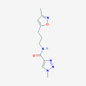 molecular formula C11H15N5O2 B2445240 1-methyl-N-(3-(3-methylisoxazol-5-yl)propyl)-1H-1,2,3-triazole-4-carboxamide CAS No. 2034508-87-5