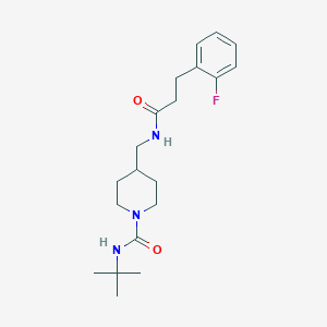 molecular formula C20H30FN3O2 B2445247 N-(tert-butyl)-4-((3-(2-fluorophenyl)propanamido)methyl)piperidine-1-carboxamide CAS No. 1797213-14-9