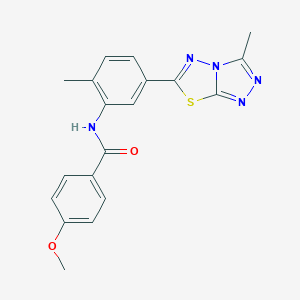molecular formula C19H17N5O2S B244525 4-methoxy-N-[2-methyl-5-(3-methyl[1,2,4]triazolo[3,4-b][1,3,4]thiadiazol-6-yl)phenyl]benzamide 