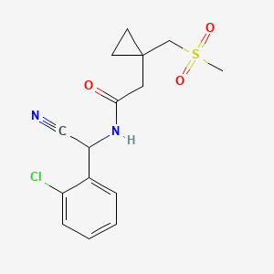 molecular formula C15H17ClN2O3S B2445250 N-[(2-Chlorophenyl)-cyanomethyl]-2-[1-(methylsulfonylmethyl)cyclopropyl]acetamide CAS No. 1465362-37-1