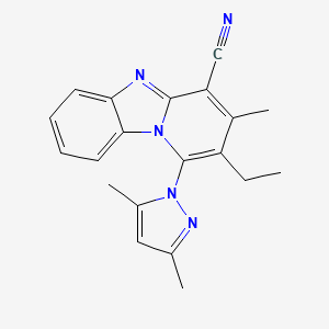 molecular formula C20H19N5 B2445253 1-(3,5-dimethyl-1H-pyrazol-1-yl)-2-ethyl-3-methylpyrido[1,2-a]benzimidazole-4-carbonitrile CAS No. 384802-24-8