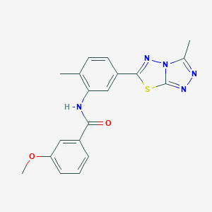 molecular formula C19H17N5O2S B244526 3-methoxy-N-[2-methyl-5-(3-methyl[1,2,4]triazolo[3,4-b][1,3,4]thiadiazol-6-yl)phenyl]benzamide 