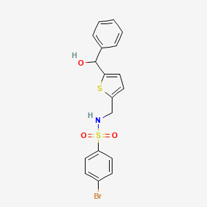 molecular formula C18H16BrNO3S2 B2445261 4-bromo-N-((5-(hydroxy(phenyl)methyl)thiophen-2-yl)methyl)benzenesulfonamide CAS No. 1797192-25-6