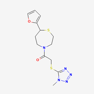 molecular formula C13H17N5O2S2 B2445263 1-(7-(furan-2-yl)-1,4-thiazepan-4-yl)-2-((1-methyl-1H-tetrazol-5-yl)thio)ethanone CAS No. 1795482-87-9