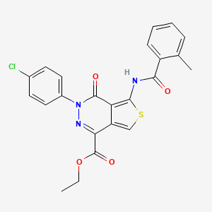 molecular formula C23H18ClN3O4S B2445266 3-(4-氯苯基)-5-[(2-甲基苯甲酰基)氨基]-4-氧代噻吩并[3,4-d]哒嗪-1-甲酸乙酯 CAS No. 851950-21-5