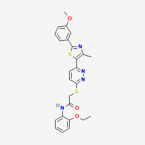 molecular formula C25H24N4O3S2 B2445277 N-(2-乙氧基苯基)-2-((6-(2-(3-甲氧基苯基)-4-甲基噻唑-5-基)吡哒嗪-3-基)硫代)乙酰胺 CAS No. 923202-64-6