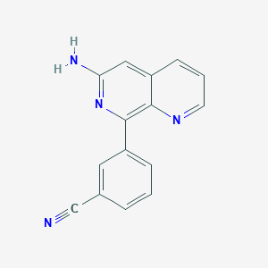 molecular formula C15H10N4 B2445282 3-(6-Amino-1,7-naphthyridin-8-yl)benzonitrile CAS No. 207279-14-9