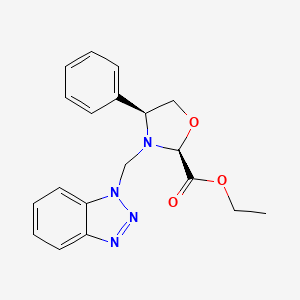molecular formula C19H20N4O3 B2445286 Eethyl (2S,4S)-3-(1H-1,2,3-benzotriazol-1-ylmethyl)-4-phenyl-1,3-oxazolidine-2-carboxylate CAS No. 225116-99-4