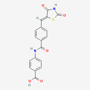 molecular formula C18H12N2O5S B2445290 4-[[4-[(Z)-(2,4-dioxo-1,3-thiazolidin-5-ylidene)methyl]benzoyl]amino]benzoic Acid CAS No. 897759-33-0