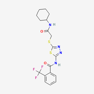 N-(5-((2-(cyclohexylamino)-2-oxoethyl)thio)-1,3,4-thiadiazol-2-yl)-2-(trifluoromethyl)benzamide