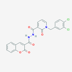 molecular formula C23H15Cl2N3O5 B2445301 1-(3,4-dichlorobenzyl)-2-oxo-N'-(2-oxo-2H-chromene-3-carbonyl)-1,2-dihydropyridine-3-carbohydrazide CAS No. 1105212-96-1