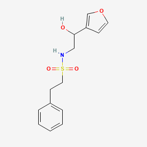 molecular formula C14H17NO4S B2445306 N-(2-(呋喃-3-基)-2-羟乙基)-2-苯乙磺酰胺 CAS No. 1396852-80-4