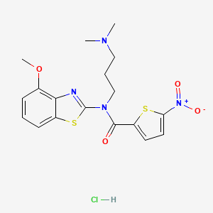 molecular formula C18H21ClN4O4S2 B2445310 N-(3-(dimethylamino)propyl)-N-(4-methoxybenzo[d]thiazol-2-yl)-5-nitrothiophene-2-carboxamide hydrochloride CAS No. 1215749-44-2
