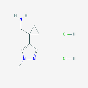 molecular formula C8H15Cl2N3 B2445312 [1-(1-Methylpyrazol-4-yl)cyclopropyl]methanamine;dihydrochloride CAS No. 2470436-15-6