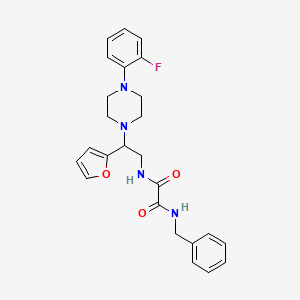 molecular formula C25H27FN4O3 B2445333 N-benzyl-N''-[2-[4-(2-fluorophenyl)piperazino]-2-(2-furyl)ethyl]oxamide CAS No. 877632-78-5